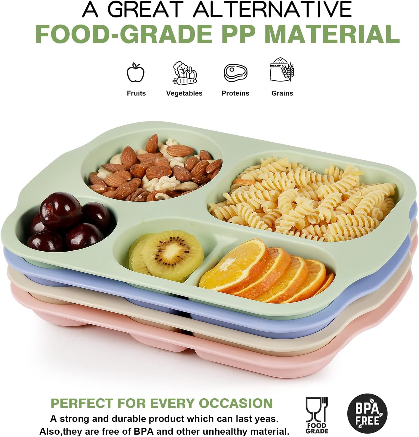 5963 Divided Plates, 5 Compartments 32 CM Split Plates, Shatterproof Separating Plates For Kids And Adults, Microwave and Dishwasher Tableware Set, Multi-Colour, Modern (4 Pc Set) 5963 Divided Plates, 5 Compartments 32 CM Split Plates, Shatterproof Separating Plates For Kids And Adults, Microwave and Dishwasher Tableware Set, Multi-Colour, Modern (4 Pc Set)